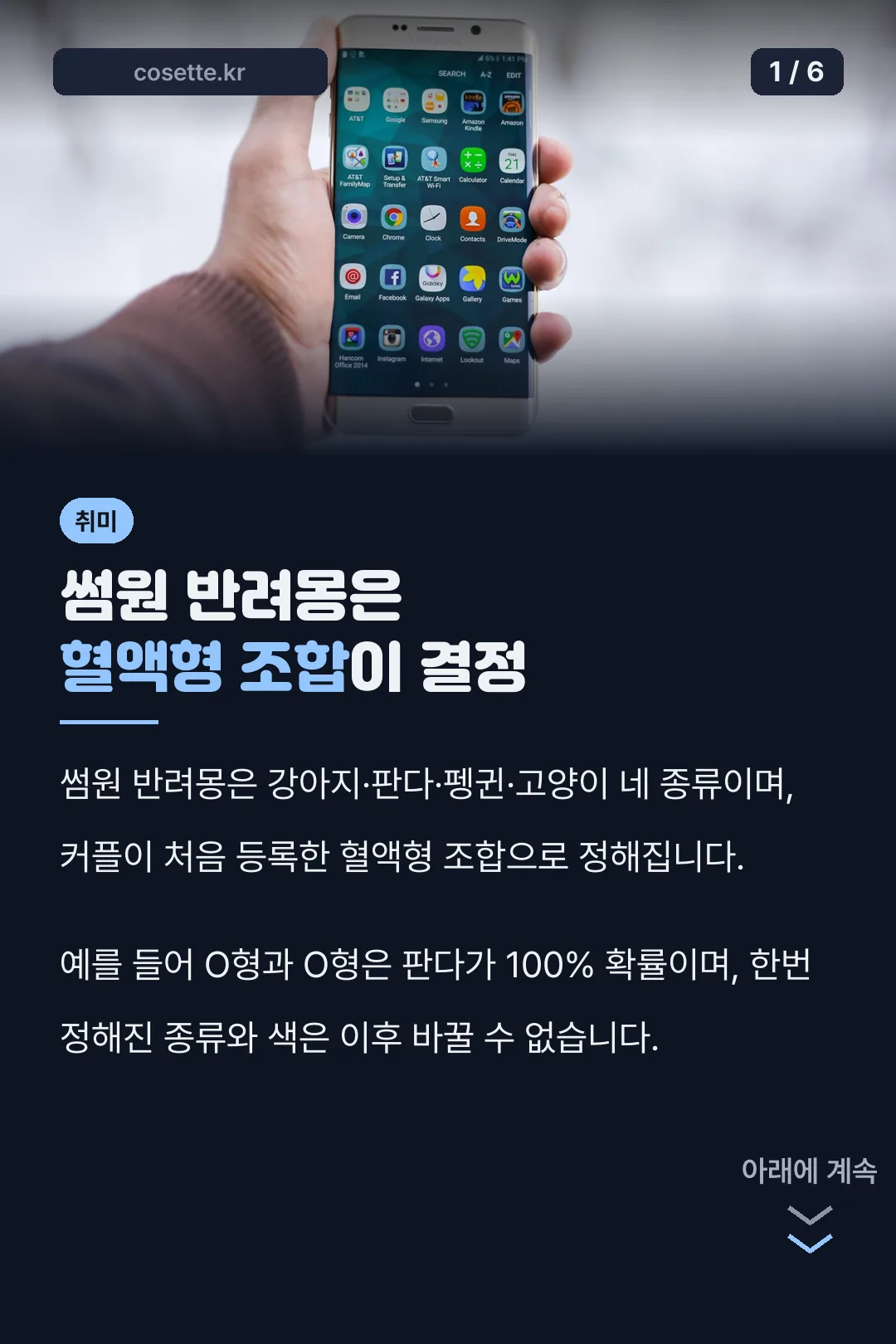 썸원 반려몽은 혈액형 조합이 결정